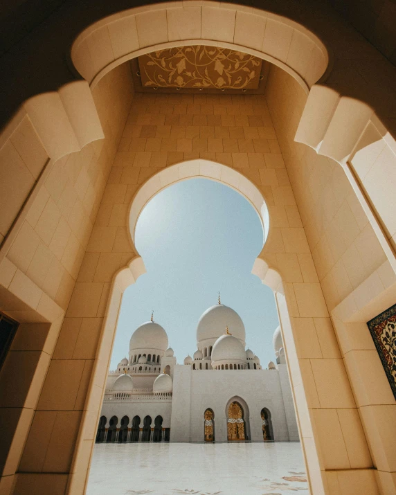 inside the great mosque, it's white tile and dome like structures