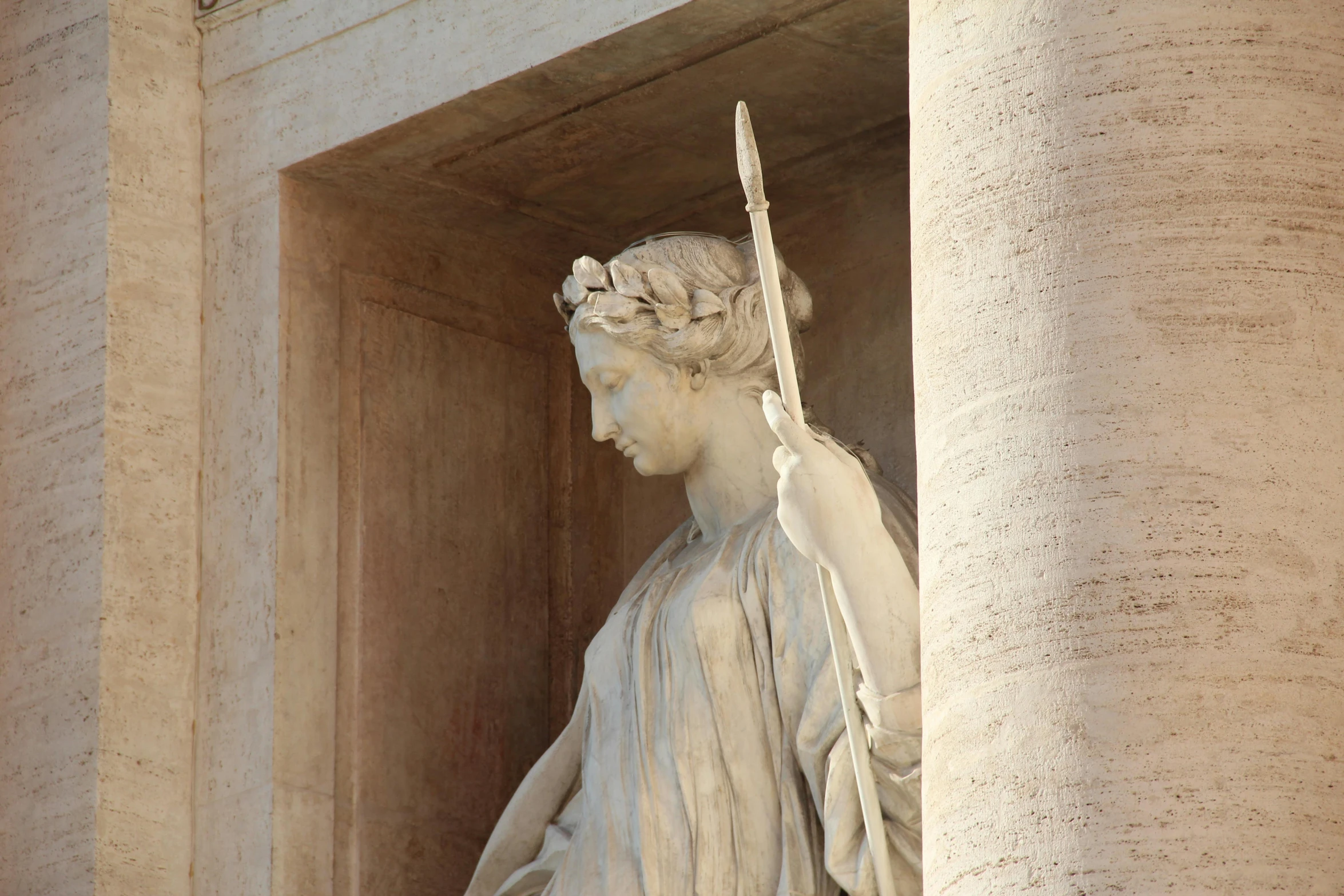 a statue of a woman in an old building