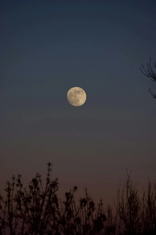 the moon is shining in a night sky