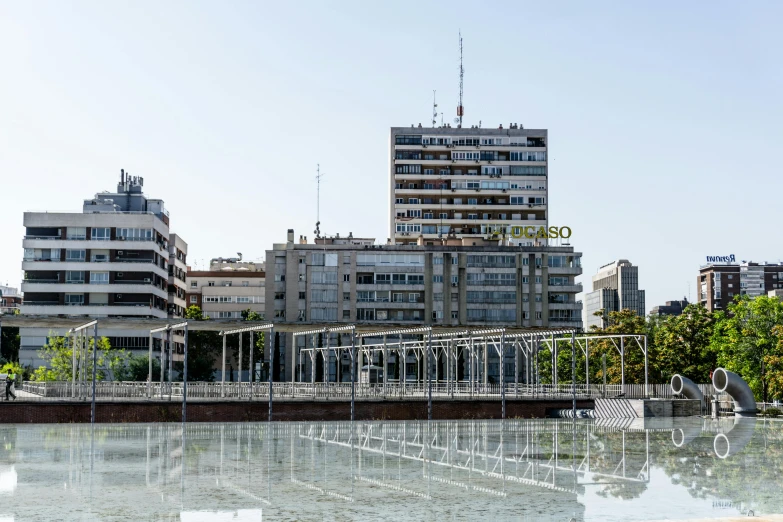 an urban scene has many buildings in the background