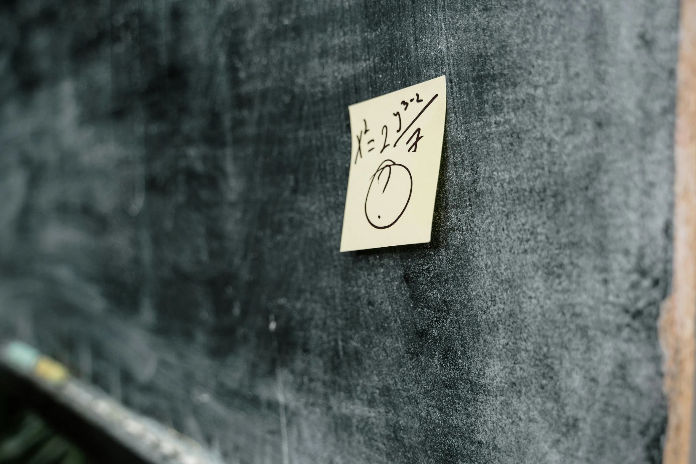 a piece of paper pinned to the back of a chalkboard