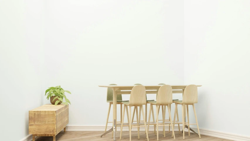 three chairs sit next to each other on a wooden floor