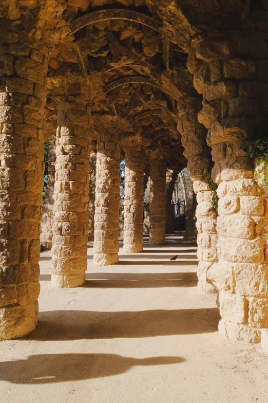 rows of old brick columns sitting on the ground