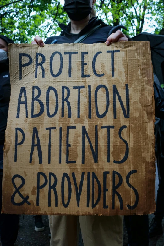 people holding protest signs that read protect aborton patients and providers