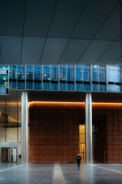 a person is walking past an airport terminal