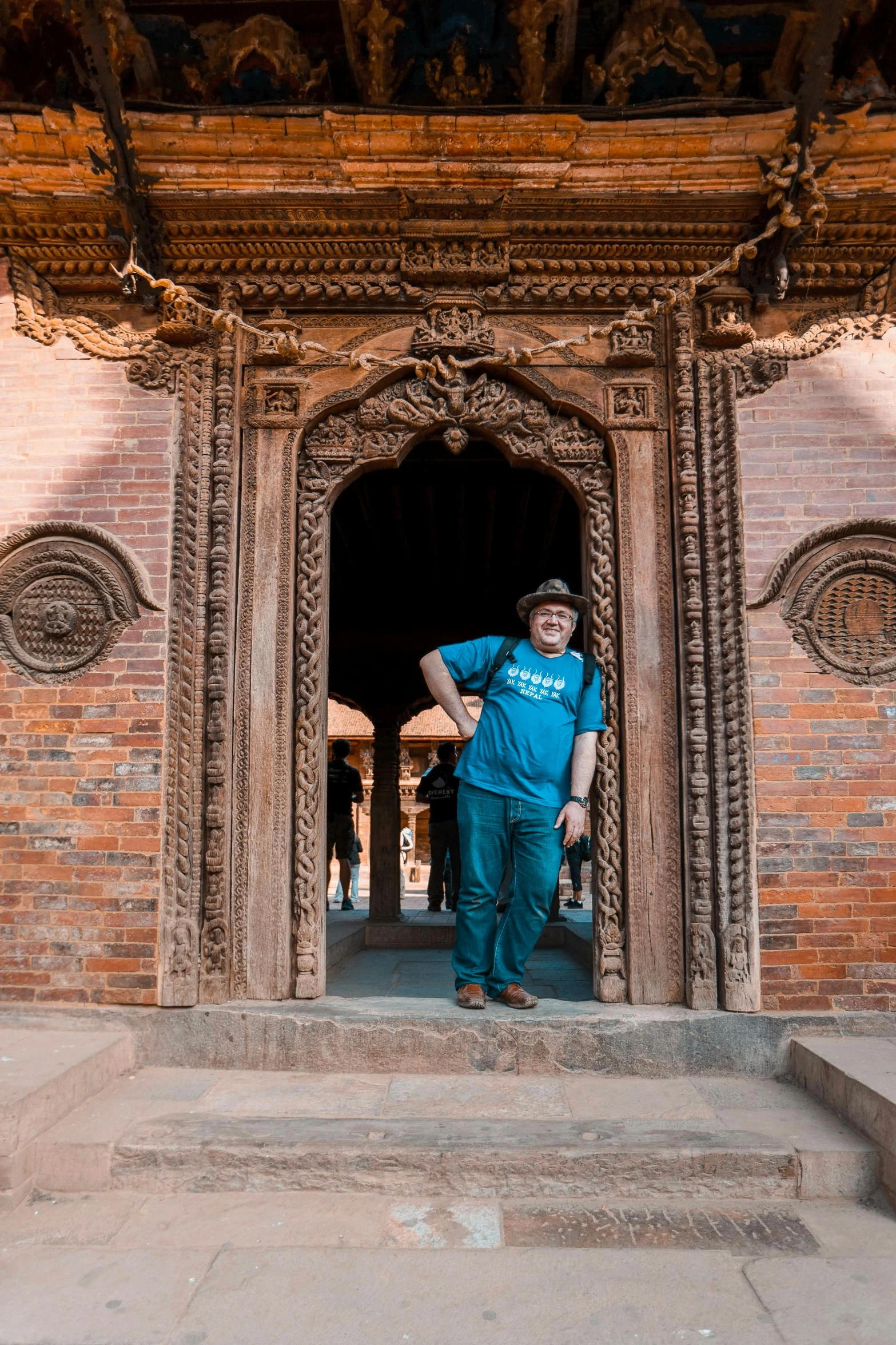 a person is walking into an entrance to a house