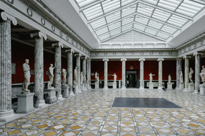 an ornate room with a roof in the middle