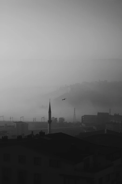 a view of a city skyline from the top of a building