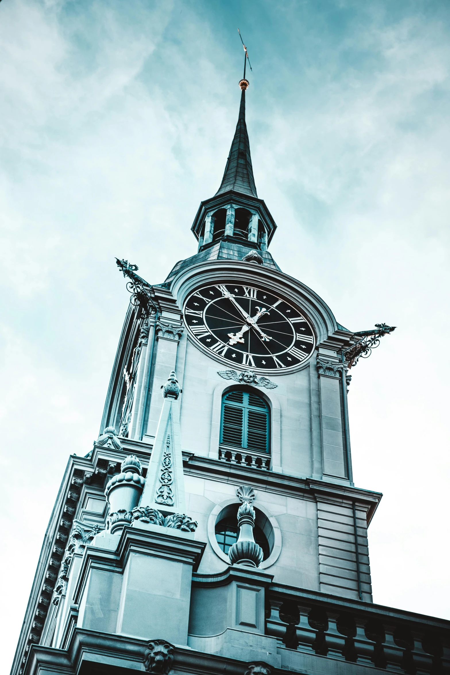 a clock tower that is on a building