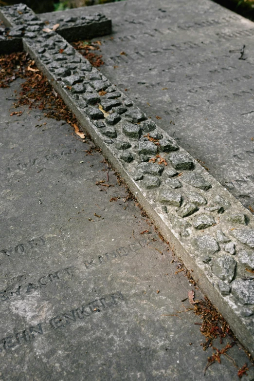 a cement bench has a grates on it