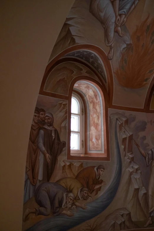 the murals have been painted on both walls