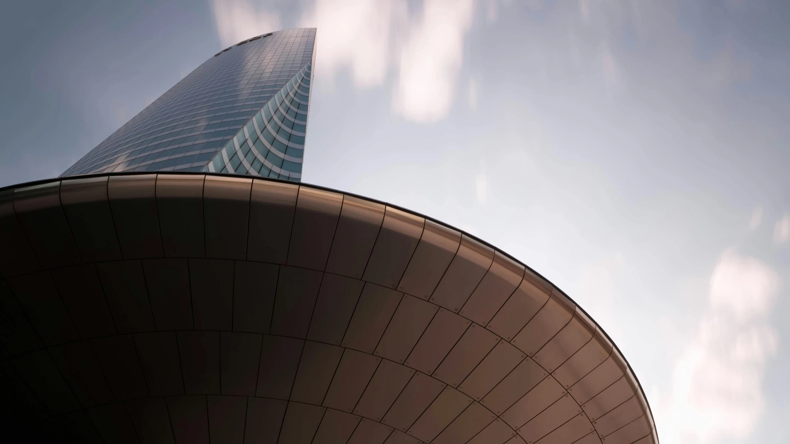 the view of the top of a very tall building