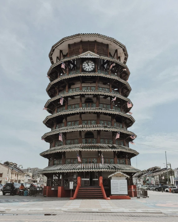 an elaborate chinese tower that is against the sky