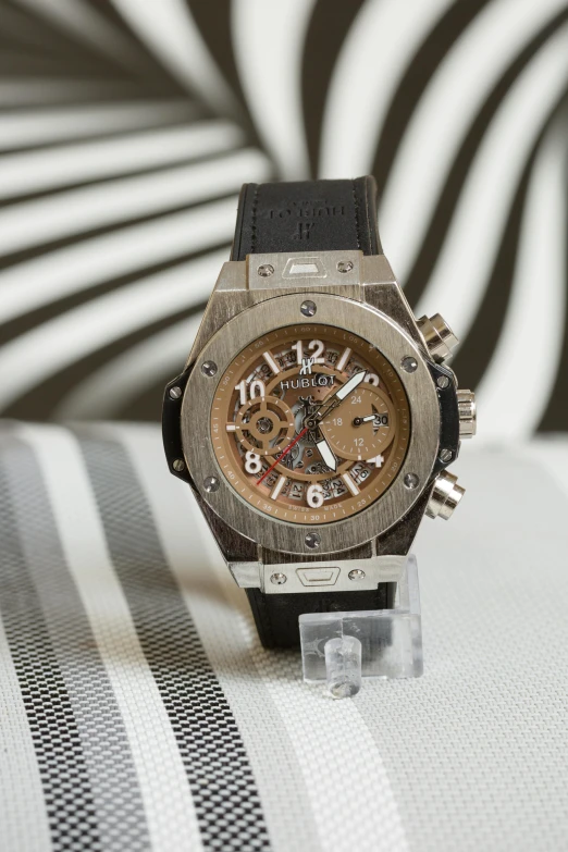 the hublot has a leather strap for protection from the wind