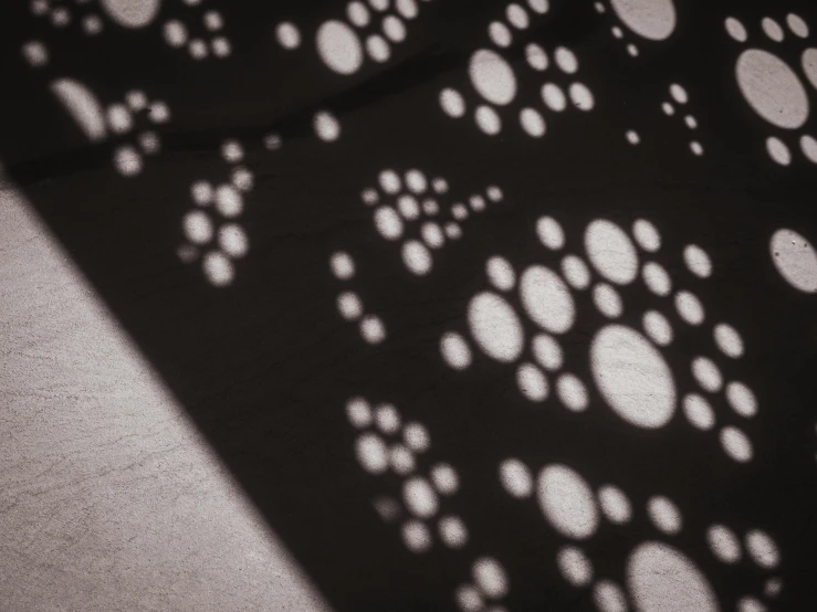 shadows cast on the ground by a wall covering circles