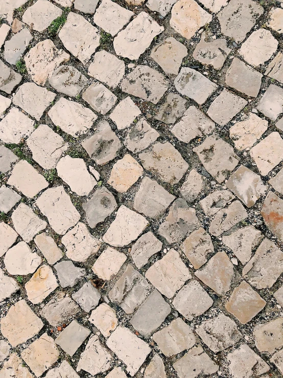 a cobblestone sidewalk is covered in an odd pattern