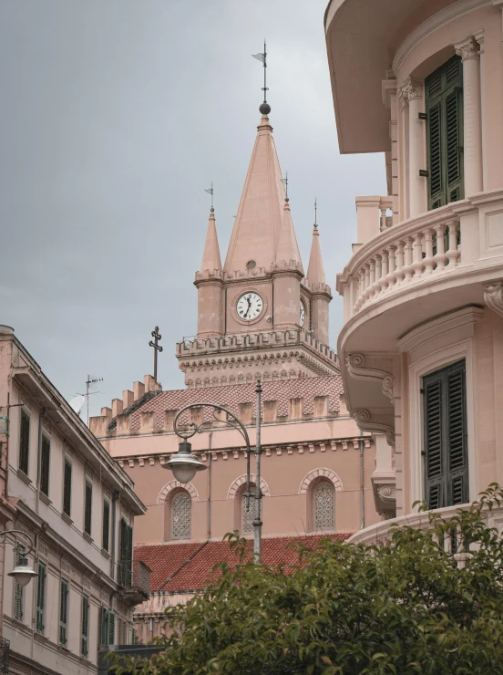 there is a church with a clock at the top