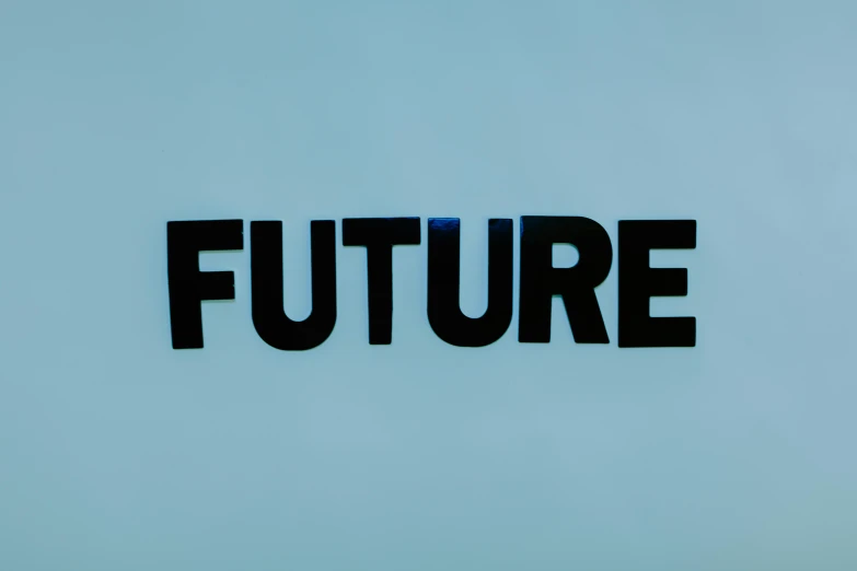 the word future written in black letters with a white background