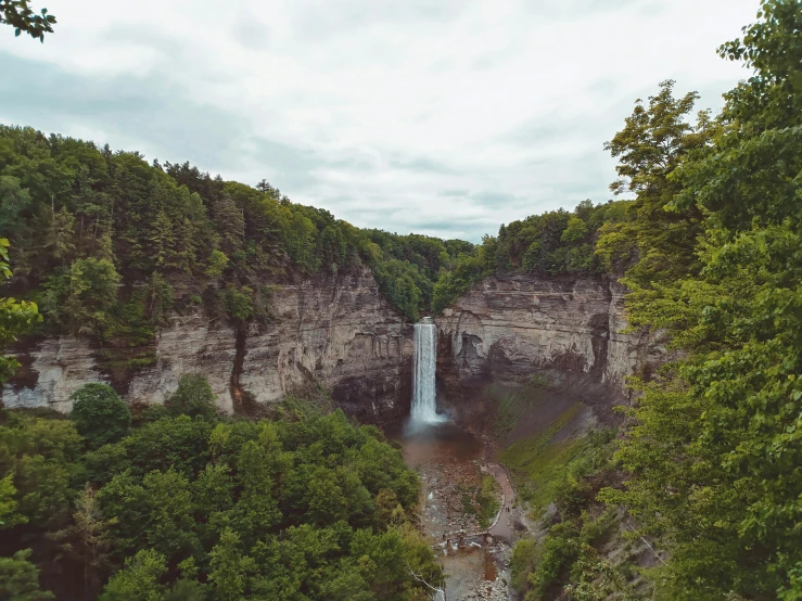 a view of a waterfall from a distance