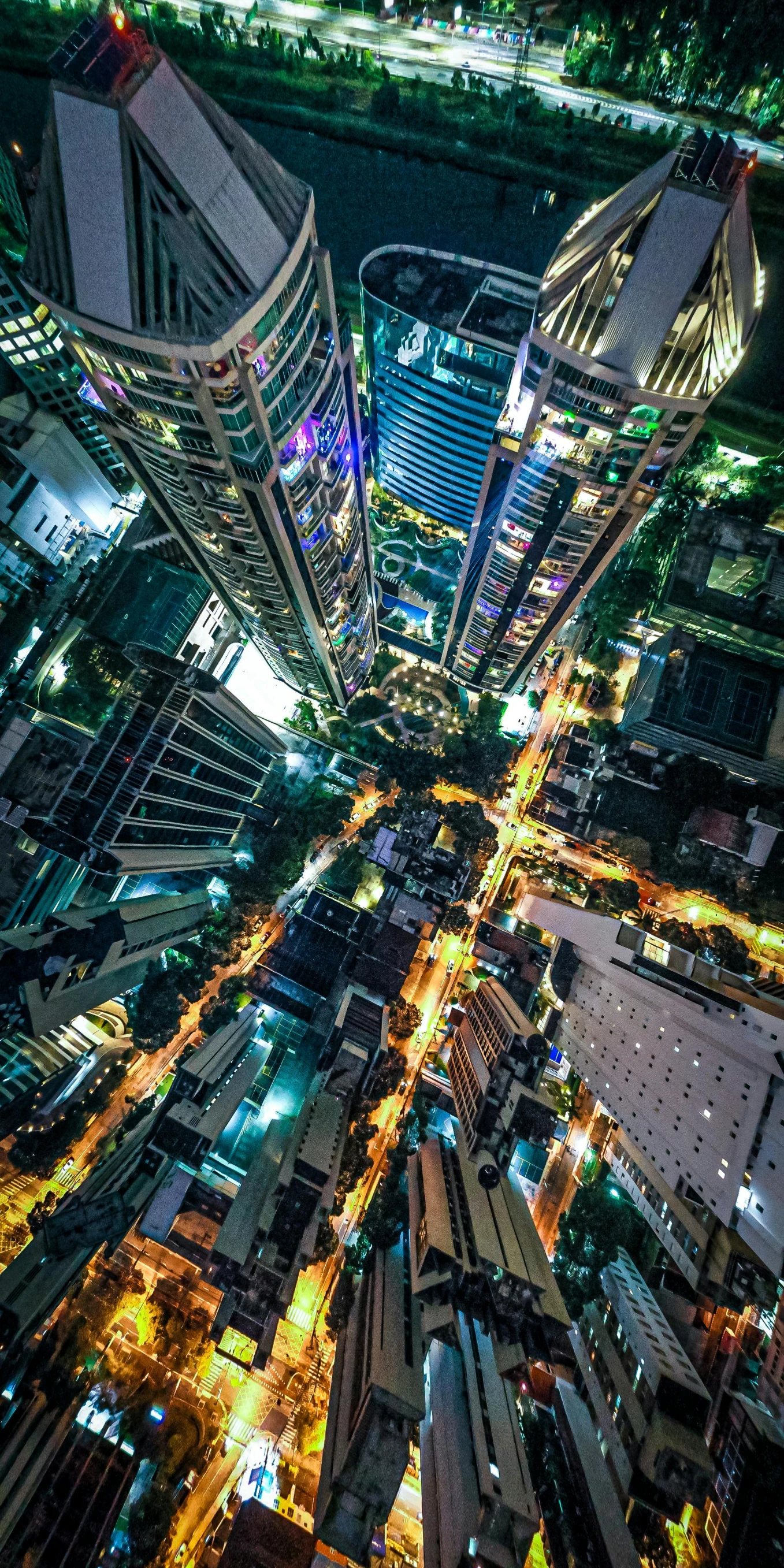 aerial s of city at night taken from an airplane