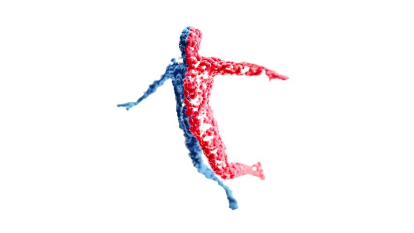 a person is jumping in the air while wearing red, white and blue kites