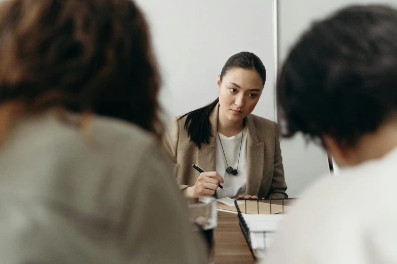 the girl looks like she is ready for a meeting