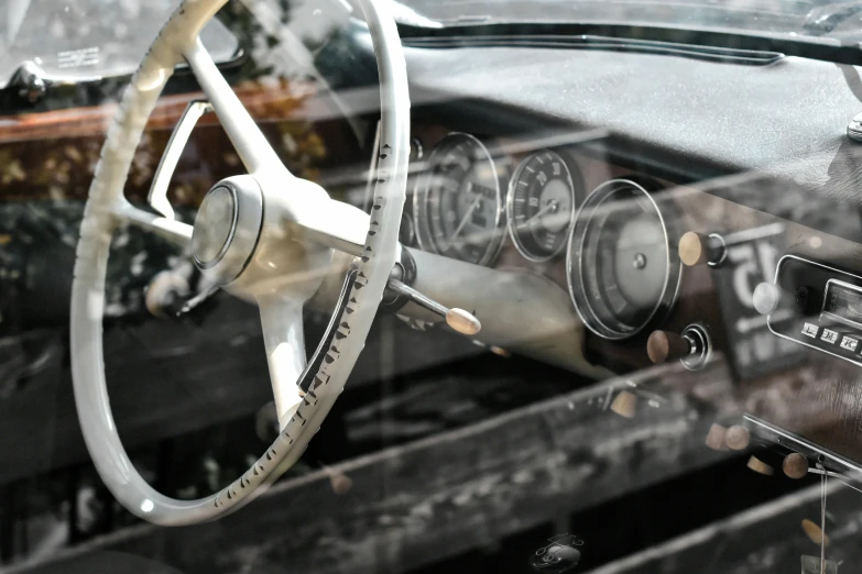 there is a car dashboard with a steering wheel