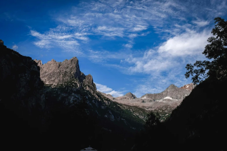 a group of large mountain peaks in the distance