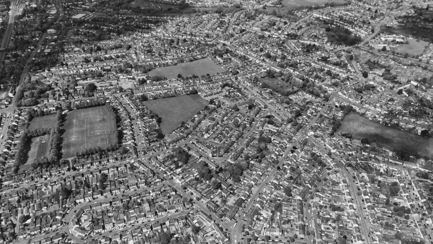 aerial view of a city in a valley