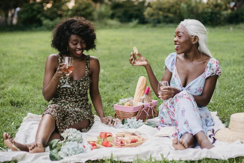 two women having a picnic in the park