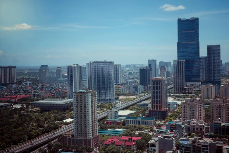 a big city that has buildings with cars in it