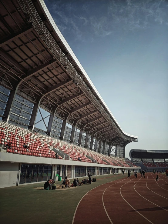 an empty stadium filled with lots of people