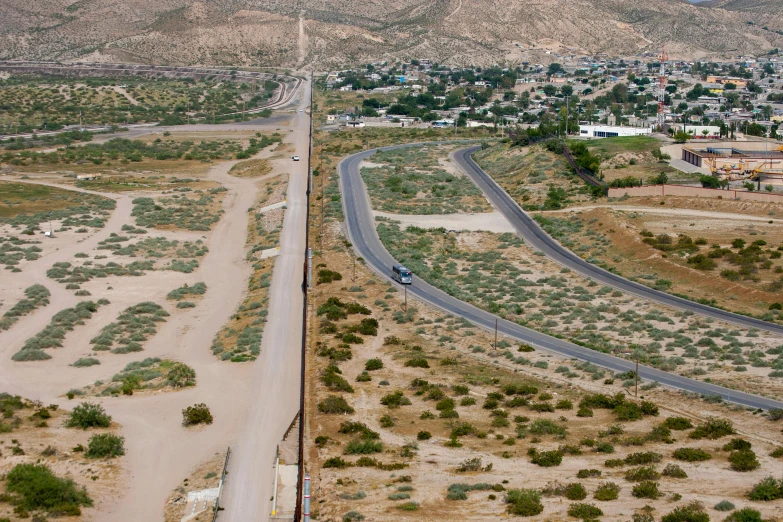 a road through the middle of some land