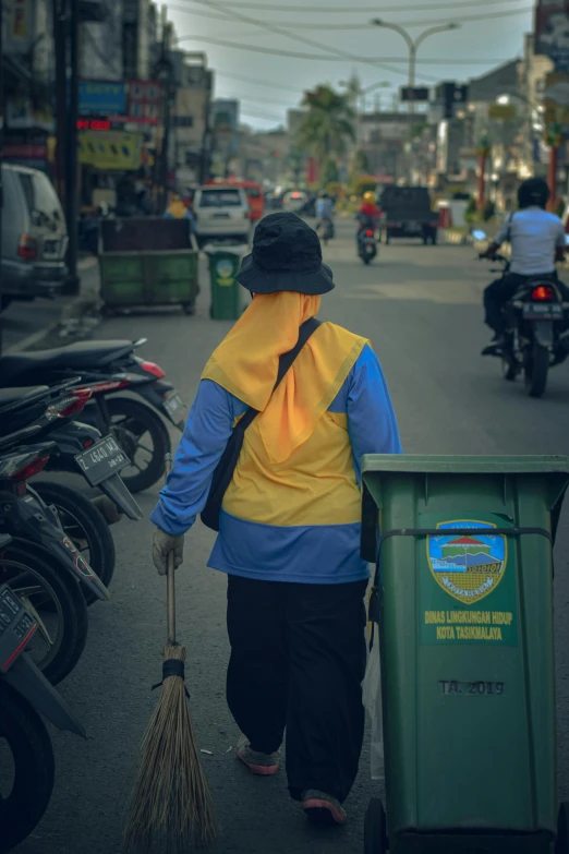 a man is walking down the street