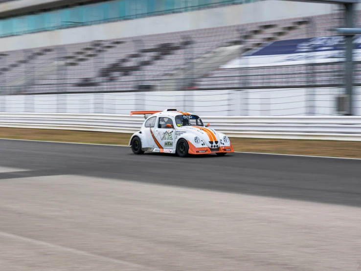 the volkswagen car has been modified into a race car