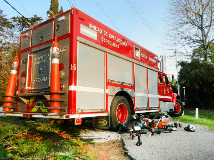 the front of a fire truck is parked