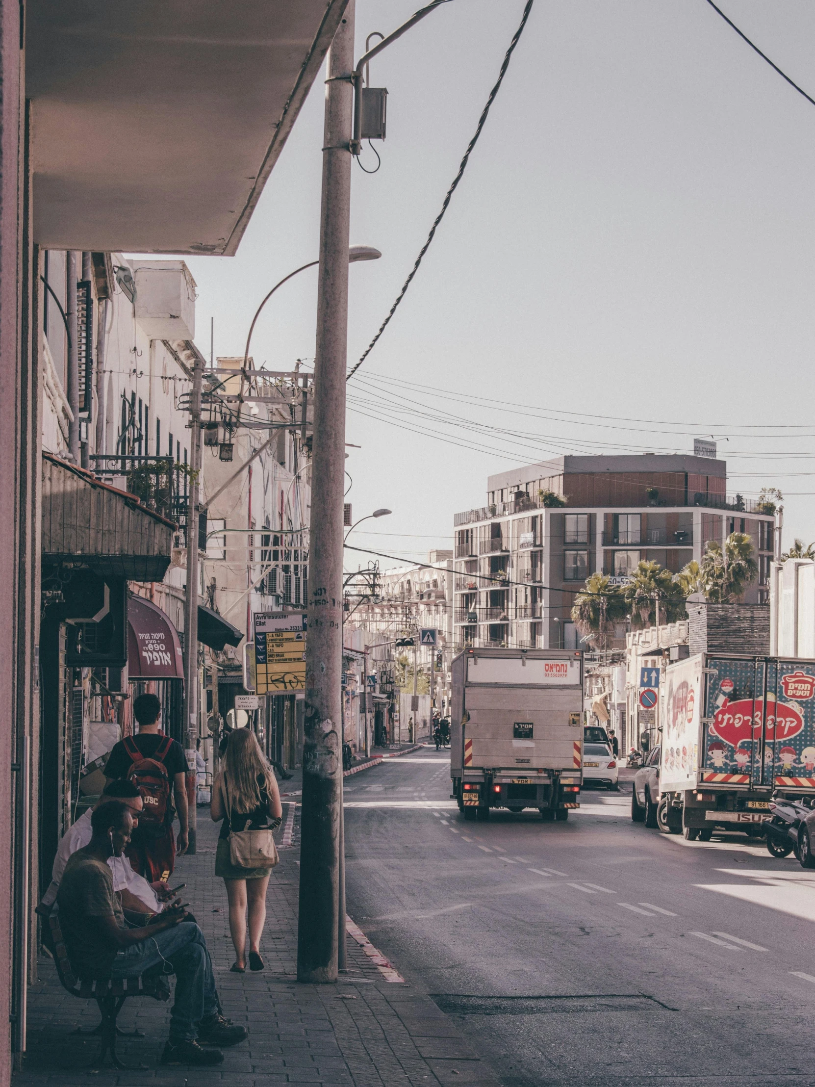 the city street is quiet with a lot of traffic