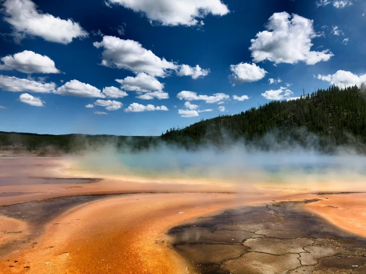 the sky and the ground have steam coming from them