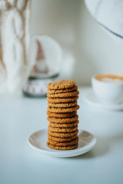 a plate of cookies and a cup of coffee