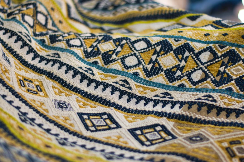 close up po of an intricate hand embroidered blanket