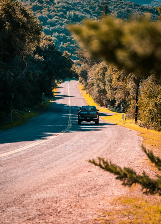 a car that is parked along a road