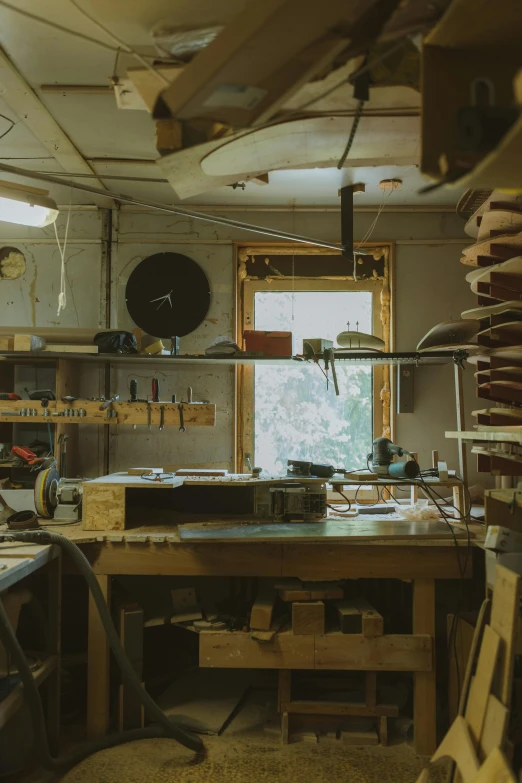 the workshop has been made with an old table