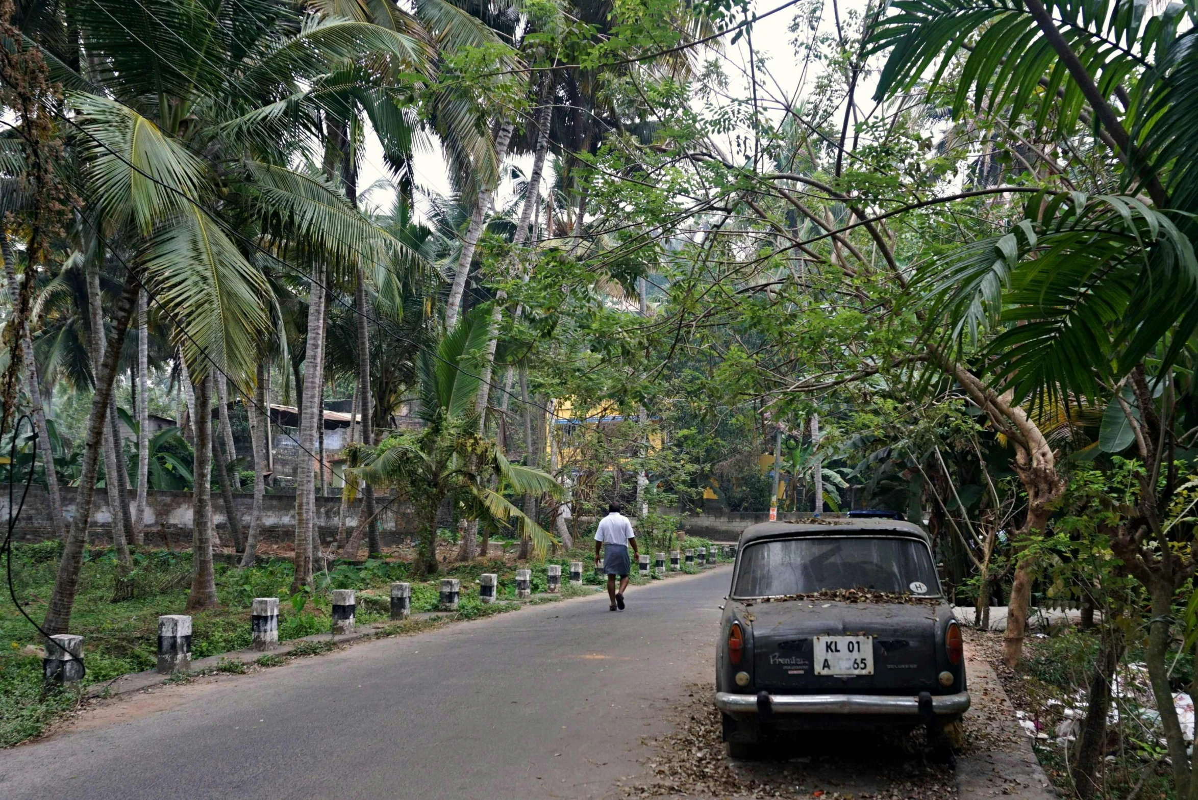 a black van driving on a rural road