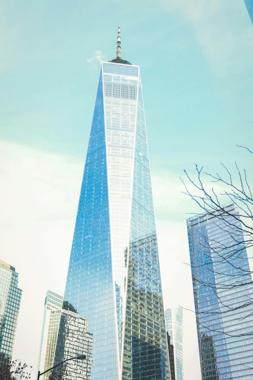 one world trade center towering over the city