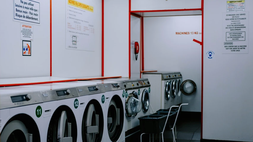 a washer machine sitting in the middle of a room