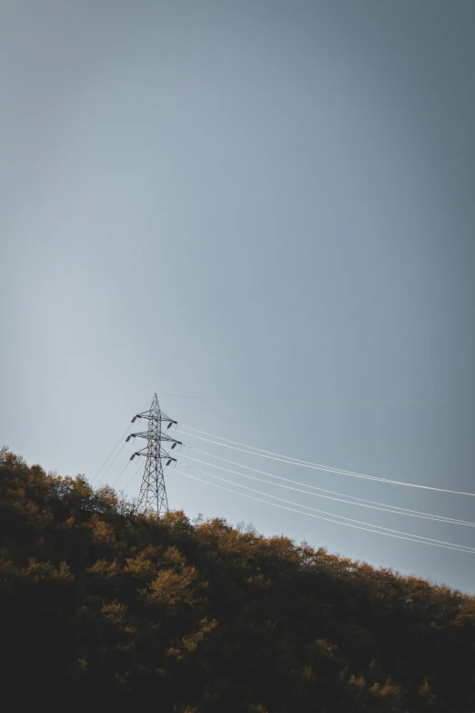 telephone poles and telephone poles against a blue sky