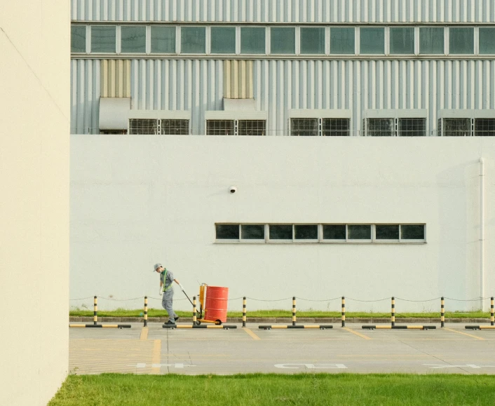 the construction worker in front of a building