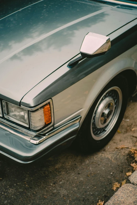 a car is parked on the side of the road