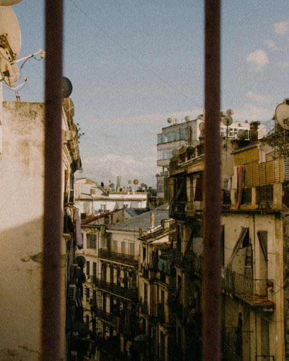 the view out of a window of the old city