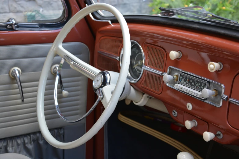 this classic car features a dashboard with the shiftback and dash ons